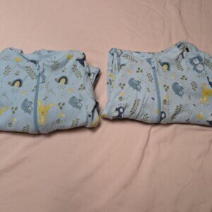 George Baby Newborn Cotton Footed Sleeper 2-Pack Bundle Blue Animals
